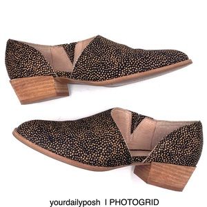 Madewell Lucie calf hair leather animal print cutout ankle boots US 6